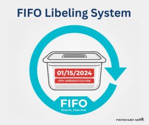 RevenueHawk infographic representing the FIFO (First-In, First-Out) inventory and labeling system.