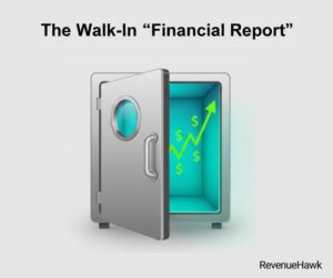 RevenueHawk conceptual image of a restaurant walk-in cooler acting as a live financial report.